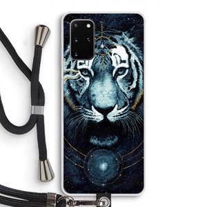 CaseCompany Darkness Tiger: Samsung Galaxy S20 Plus Transparant Hoesje met koord