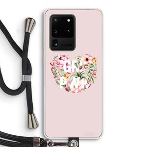 CaseCompany GRL PWR Flower: Samsung Galaxy S20 Ultra Transparant Hoesje met koord