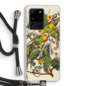 CaseCompany Carolinaparkiet: Samsung Galaxy S20 Ultra Transparant Hoesje met koord