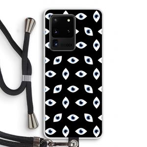 CaseCompany Eyes pattern: Samsung Galaxy S20 Ultra Transparant Hoesje met koord
