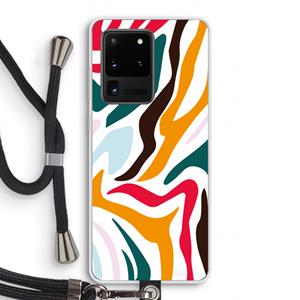 CaseCompany Colored Zebra: Samsung Galaxy S20 Ultra Transparant Hoesje met koord