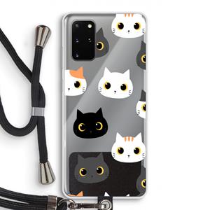 CaseCompany Katten: Samsung Galaxy S20 Plus Transparant Hoesje met koord