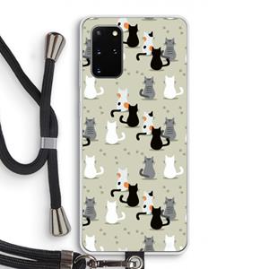 CaseCompany Katten: Samsung Galaxy S20 Plus Transparant Hoesje met koord