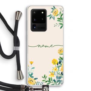 CaseCompany Gele bloemen: Samsung Galaxy S20 Ultra Transparant Hoesje met koord