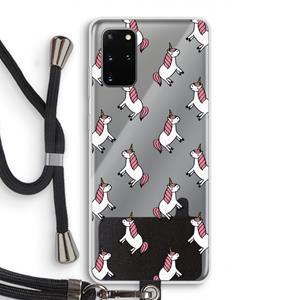 CaseCompany Eenhoorns overal: Samsung Galaxy S20 Plus Transparant Hoesje met koord
