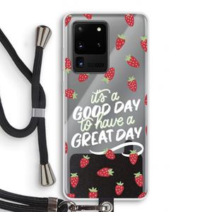 CaseCompany Don't forget to have a great day: Samsung Galaxy S20 Ultra Transparant Hoesje met koord