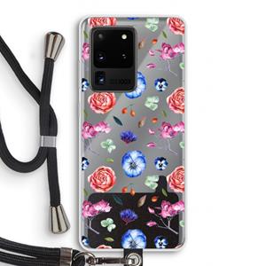CaseCompany Bloemetjes: Samsung Galaxy S20 Ultra Transparant Hoesje met koord