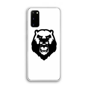 CaseCompany Angry Bear (white): Samsung Galaxy S20 Transparant Hoesje