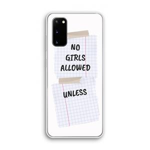 CaseCompany No Girls Allowed Unless: Samsung Galaxy S20 Transparant Hoesje