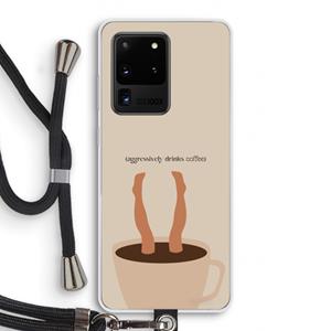 CaseCompany Aggressively drinks coffee: Samsung Galaxy S20 Ultra Transparant Hoesje met koord