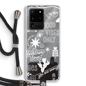 CaseCompany Good vibes: Samsung Galaxy S20 Ultra Transparant Hoesje met koord