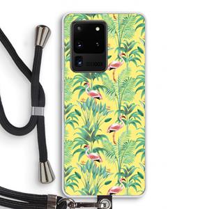CaseCompany Flamingo party: Samsung Galaxy S20 Ultra Transparant Hoesje met koord