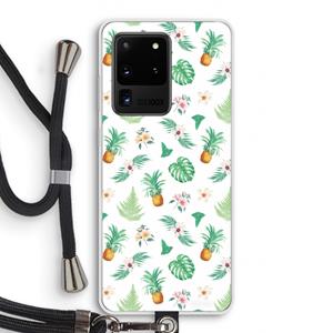 CaseCompany Ananas bladeren: Samsung Galaxy S20 Ultra Transparant Hoesje met koord