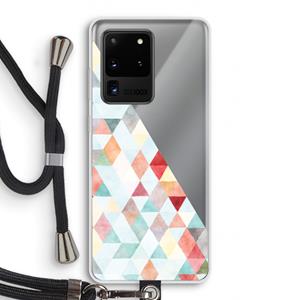 CaseCompany Gekleurde driehoekjes pastel: Samsung Galaxy S20 Ultra Transparant Hoesje met koord