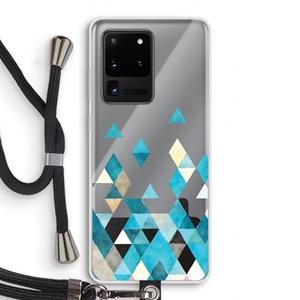 CaseCompany Gekleurde driehoekjes blauw: Samsung Galaxy S20 Ultra Transparant Hoesje met koord