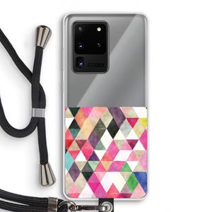 CaseCompany Gekleurde driehoekjes: Samsung Galaxy S20 Ultra Transparant Hoesje met koord