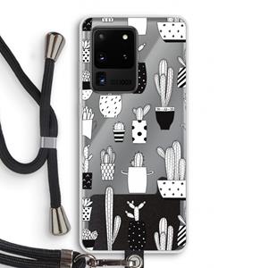 CaseCompany Cactusmotief: Samsung Galaxy S20 Ultra Transparant Hoesje met koord