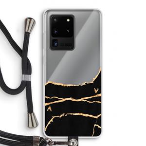 CaseCompany Gouden marmer: Samsung Galaxy S20 Ultra Transparant Hoesje met koord