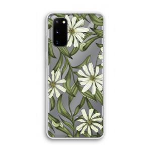 CaseCompany Wit bloemenpatroon: Samsung Galaxy S20 Transparant Hoesje