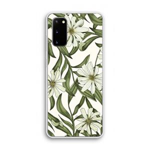 CaseCompany Wit bloemenpatroon: Samsung Galaxy S20 Transparant Hoesje