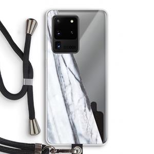 CaseCompany Gestreepte marmer: Samsung Galaxy S20 Ultra Transparant Hoesje met koord