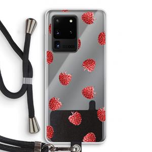 CaseCompany Framboosjes: Samsung Galaxy S20 Ultra Transparant Hoesje met koord