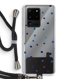 CaseCompany Blauwe stippen: Samsung Galaxy S20 Ultra Transparant Hoesje met koord