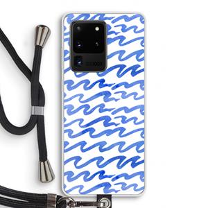 CaseCompany Blauwe golven: Samsung Galaxy S20 Ultra Transparant Hoesje met koord