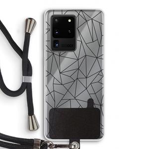 CaseCompany Geometrische lijnen zwart: Samsung Galaxy S20 Ultra Transparant Hoesje met koord