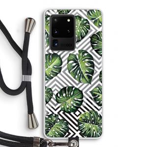 CaseCompany Geometrische jungle: Samsung Galaxy S20 Ultra Transparant Hoesje met koord