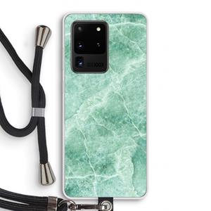 CaseCompany Groen marmer: Samsung Galaxy S20 Ultra Transparant Hoesje met koord