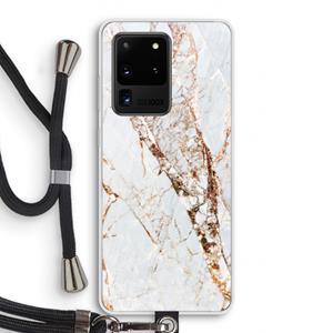 CaseCompany Goud marmer: Samsung Galaxy S20 Ultra Transparant Hoesje met koord