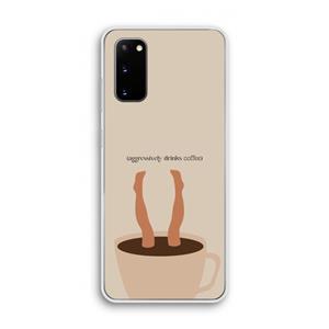 CaseCompany Aggressively drinks coffee: Samsung Galaxy S20 Transparant Hoesje