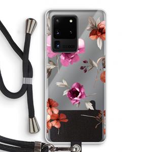 CaseCompany Geschilderde bloemen: Samsung Galaxy S20 Ultra Transparant Hoesje met koord