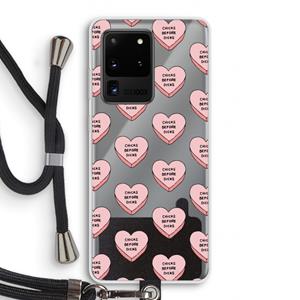 CaseCompany Chicks before dicks: Samsung Galaxy S20 Ultra Transparant Hoesje met koord
