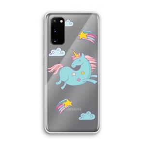CaseCompany Vliegende eenhoorn: Samsung Galaxy S20 Transparant Hoesje