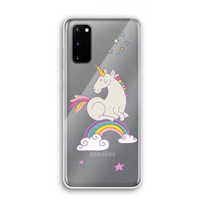 CaseCompany Regenboog eenhoorn: Samsung Galaxy S20 Transparant Hoesje