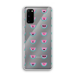 CaseCompany Smiley watermeloenprint: Samsung Galaxy S20 Transparant Hoesje