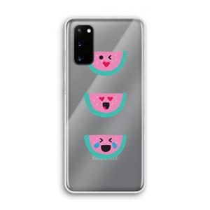 CaseCompany Smiley watermeloen: Samsung Galaxy S20 Transparant Hoesje