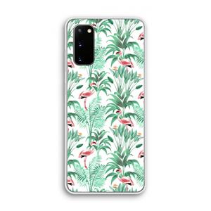 CaseCompany Flamingo bladeren: Samsung Galaxy S20 Transparant Hoesje