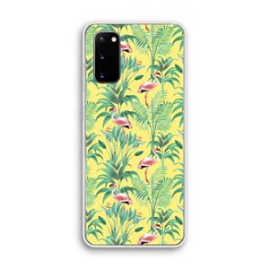 CaseCompany Flamingo party: Samsung Galaxy S20 Transparant Hoesje