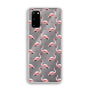 CaseCompany Flamingoprint groen: Samsung Galaxy S20 Transparant Hoesje