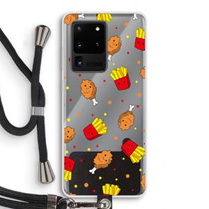 CaseCompany Chicken 'n Fries: Samsung Galaxy S20 Ultra Transparant Hoesje met koord