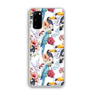 CaseCompany Bloemen tukan: Samsung Galaxy S20 Transparant Hoesje