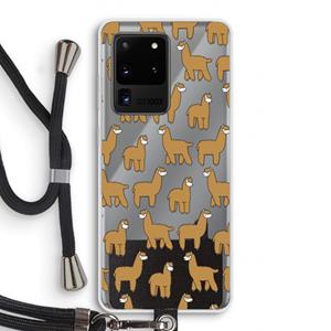 CaseCompany Alpacas: Samsung Galaxy S20 Ultra Transparant Hoesje met koord