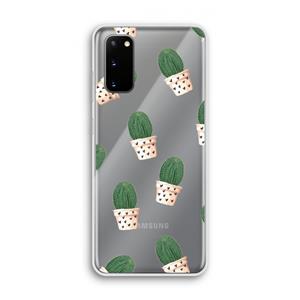 CaseCompany Cactusprint roze: Samsung Galaxy S20 Transparant Hoesje