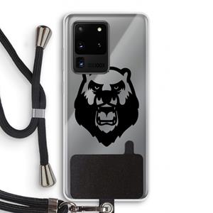 CaseCompany Angry Bear (black): Samsung Galaxy S20 Ultra Transparant Hoesje met koord
