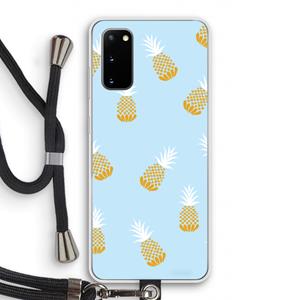 CaseCompany Ananasjes: Samsung Galaxy S20 Transparant Hoesje met koord
