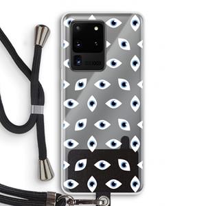CaseCompany Eyes pattern: Samsung Galaxy S20 Ultra Transparant Hoesje met koord