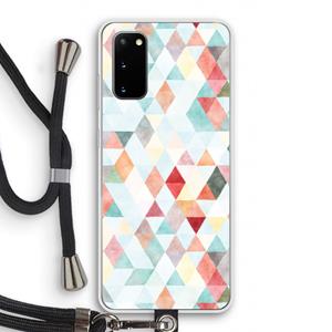 CaseCompany Gekleurde driehoekjes pastel: Samsung Galaxy S20 Transparant Hoesje met koord